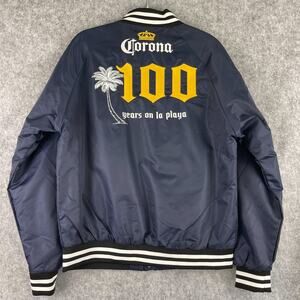 Corona Bomber Varsity Jacket Mens Medium Blue 100 Years La Playa Embroidery NWT
